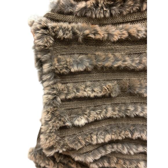 Belle Fare Rabbit Fur Knit Fringe Vest Shawl Wrap Boho Cozy Winter Layer - Picture 4 of 8